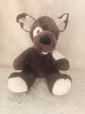 11" Build-A-Bear Fudge Pup Dog Brown White Eye Patch Spot EUC Retired